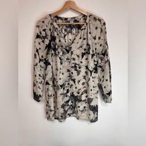 Paraphrase Black and Cream Floral Blouse EUC size L